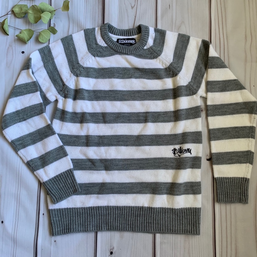 Gray & White Striped Sweater